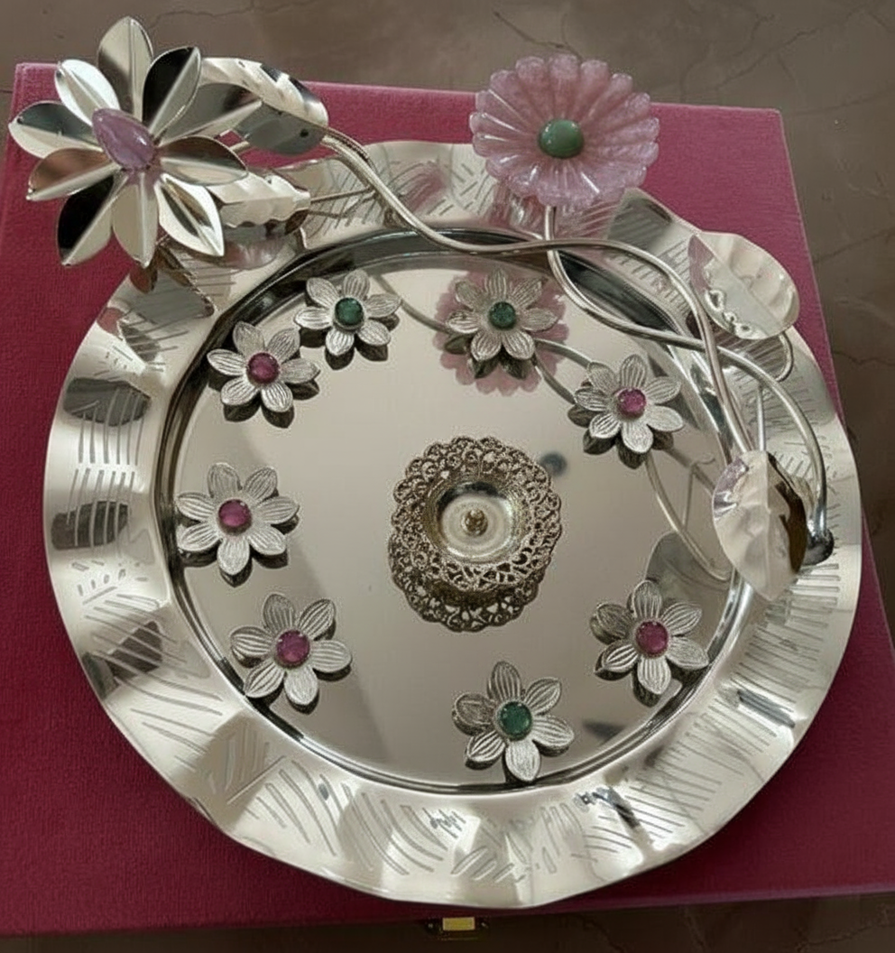 Sophisticated metal plate for Pooja and Aarti