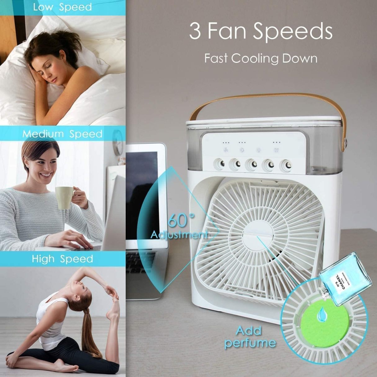 Portable Mini Cooler Rechargeable Air Conditioner Water Cooler Small AC for Office, Home Cooling.
