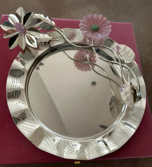 Sophisticated metal plate for Pooja and Aarti